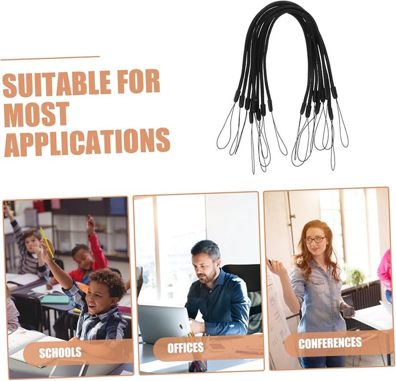 Angoily 8pcs Elastic Lanyard for Clipboard Tablet Stylus Holder Retractable Neck Strap Black - Image 3